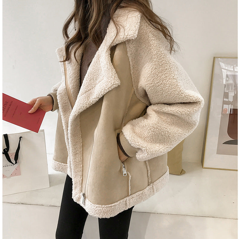 Chloe – Two-Tone Shearling-Style Winter Jacket for Women