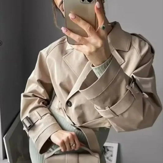 Hyacinth - Kurtka damska krótka typu trench modna i stylowa