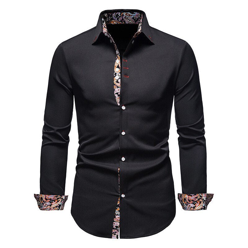 Marco – Pattern-Detail Slim Fit Mens Shirt