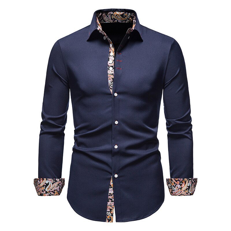 Marco – Pattern-Detail Slim Fit Mens Shirt
