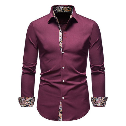 Marco – Pattern-Detail Slim Fit Mens Shirt