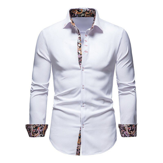 Marco – Pattern-Detail Slim Fit Mens Shirt