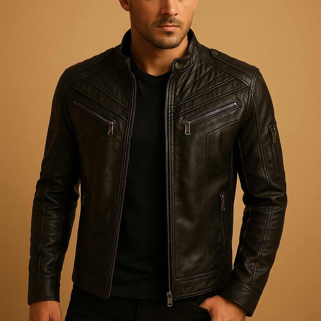 Liam – Classic Moto-Style Leather Jacket for Men