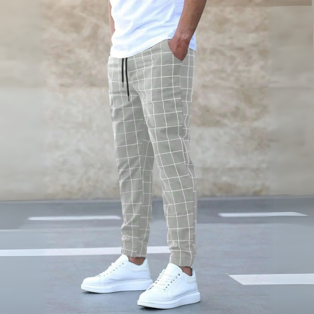Leon – Slim Fit Check Jogger Trousers