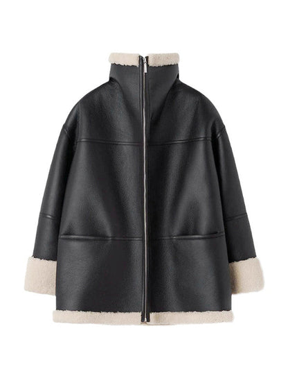 Eliza – Shearling-Trim Oversized Winter Coat for Women