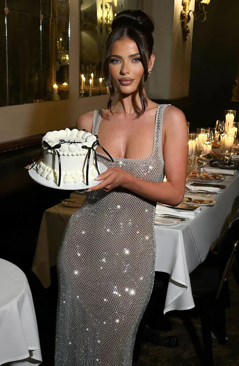 Marina – Sparkle Mesh Maxi Evening Dress for Women