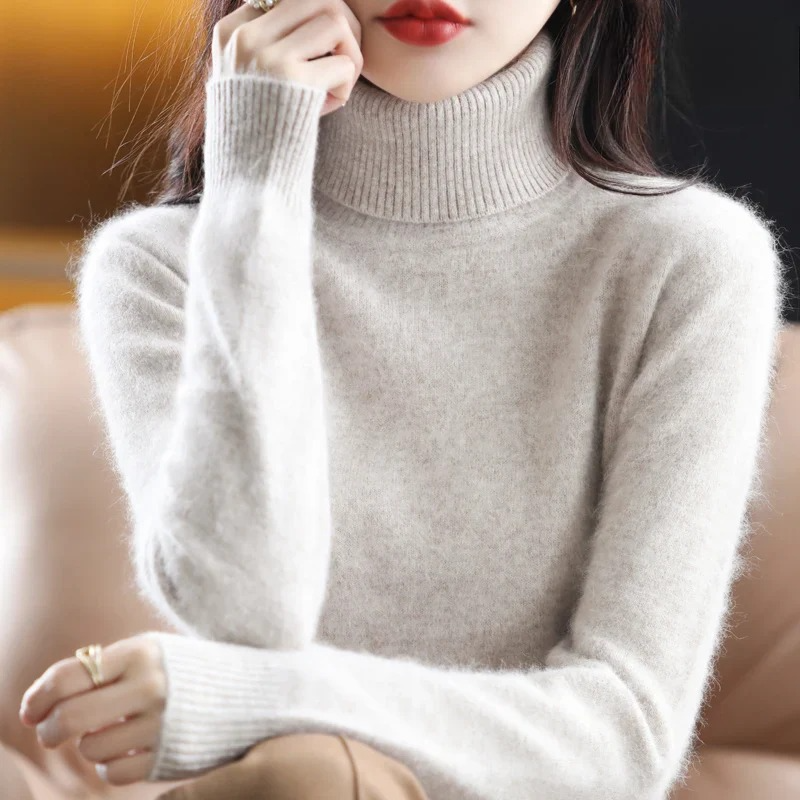Elise – Damski sweter z golfem miętowy elegancki