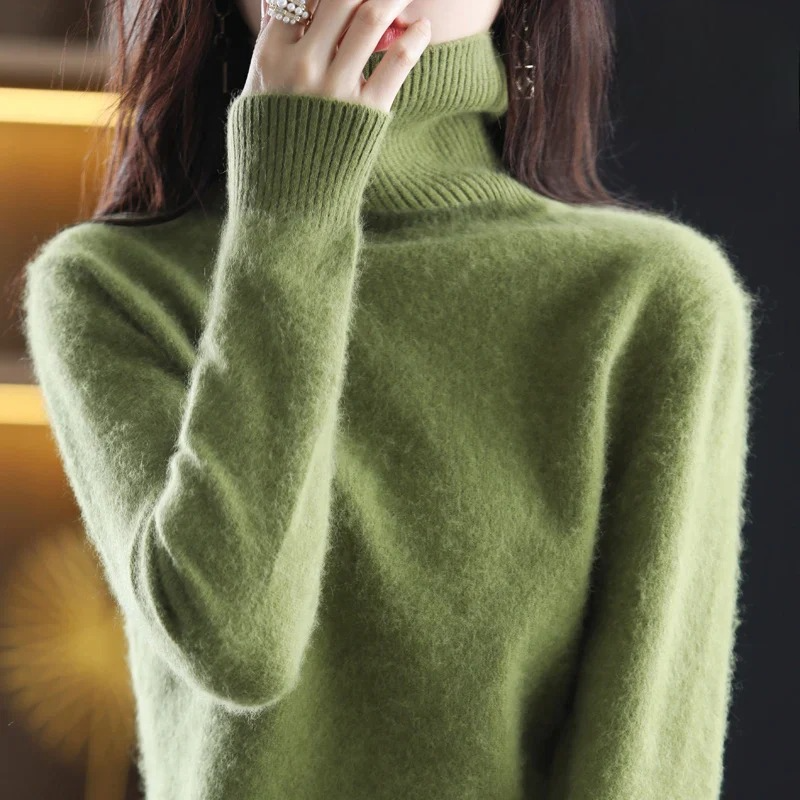 Elise – Damski sweter z golfem miętowy elegancki