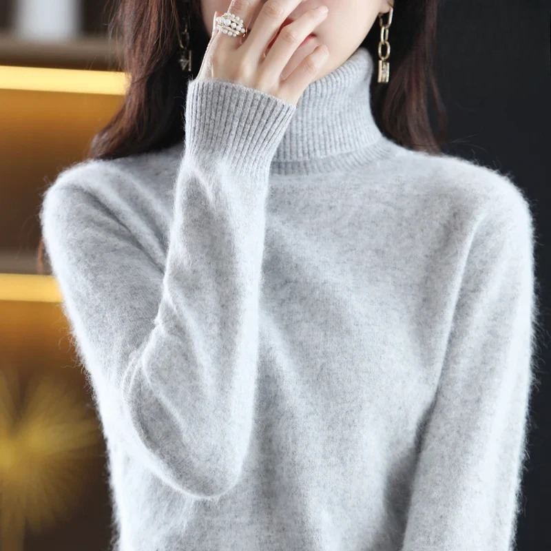 Elise – Damski sweter z golfem miętowy elegancki