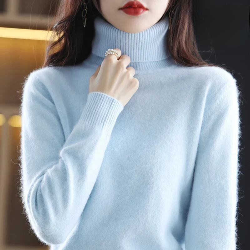 Elise – Damski sweter z golfem miętowy elegancki
