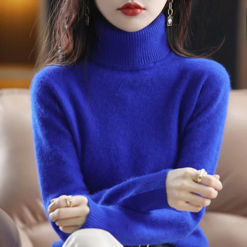 Elise – Damski sweter z golfem miętowy elegancki
