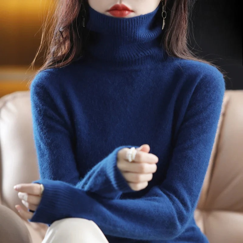Elise – Damski sweter z golfem miętowy elegancki
