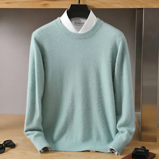 David – Refined Crew-Neck Knit-Looking Sweater for Men