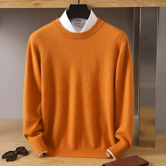 David – Refined Crew-Neck Knit-Looking Sweater for Men