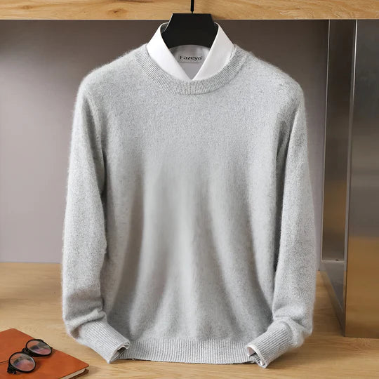 David – Refined Crew-Neck Knit-Looking Sweater for Men
