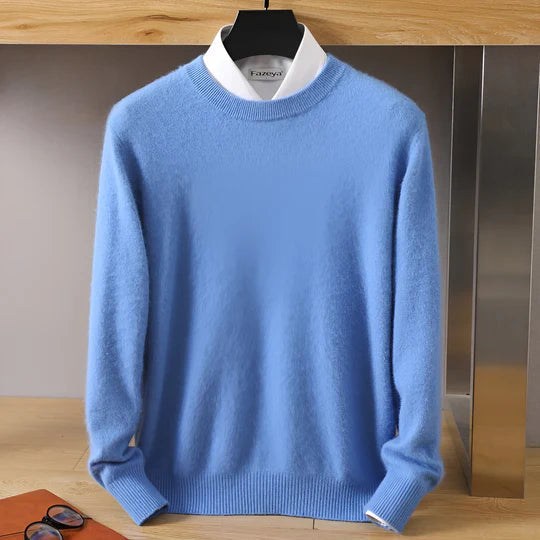 David – Refined Crew-Neck Knit-Looking Sweater for Men