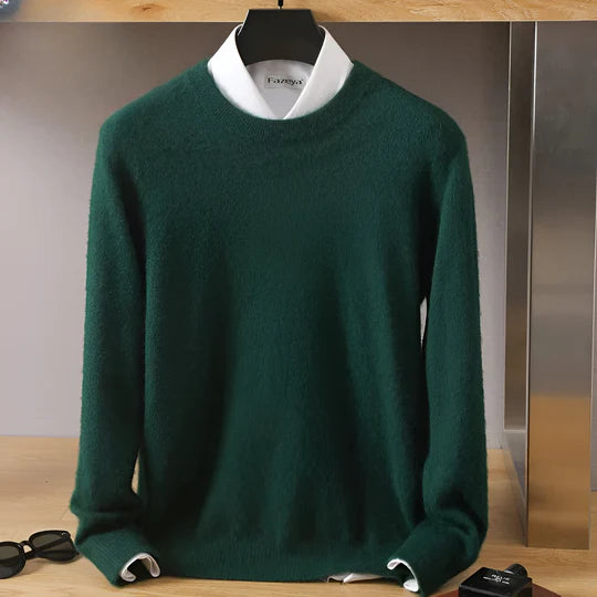 David – Refined Crew-Neck Knit-Looking Sweater for Men