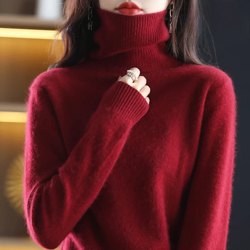 Elise – Damski sweter z golfem miętowy elegancki