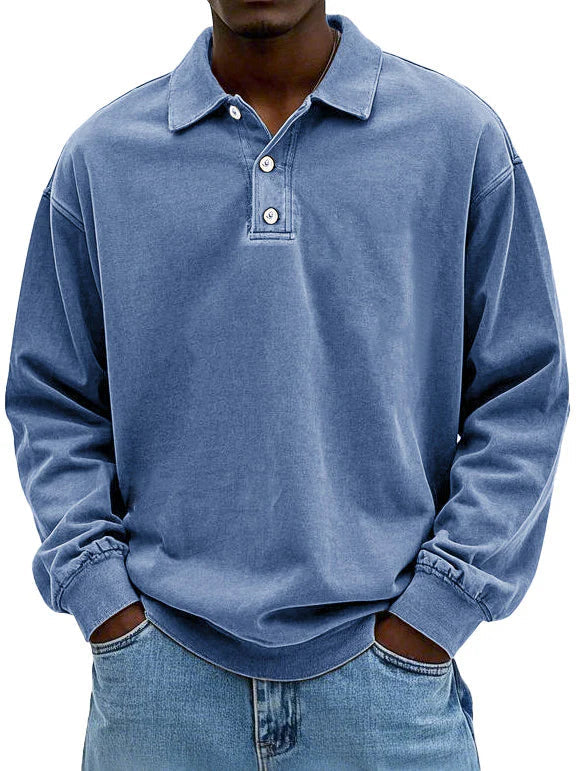 Piotr – Bluza męska polo z długim rękawem