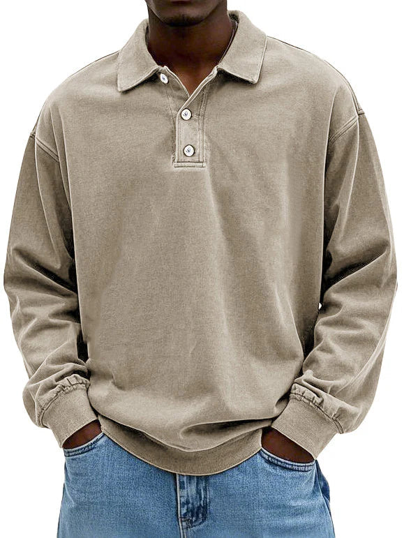 Piotr – Bluza męska polo z długim rękawem
