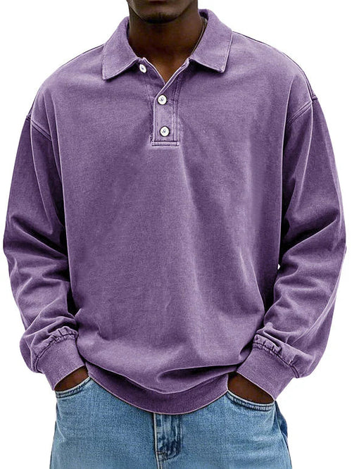 Piotr – Bluza męska polo z długim rękawem