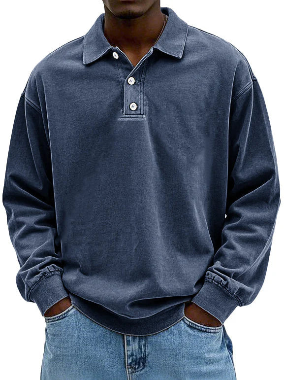 Piotr – Bluza męska polo z długim rękawem