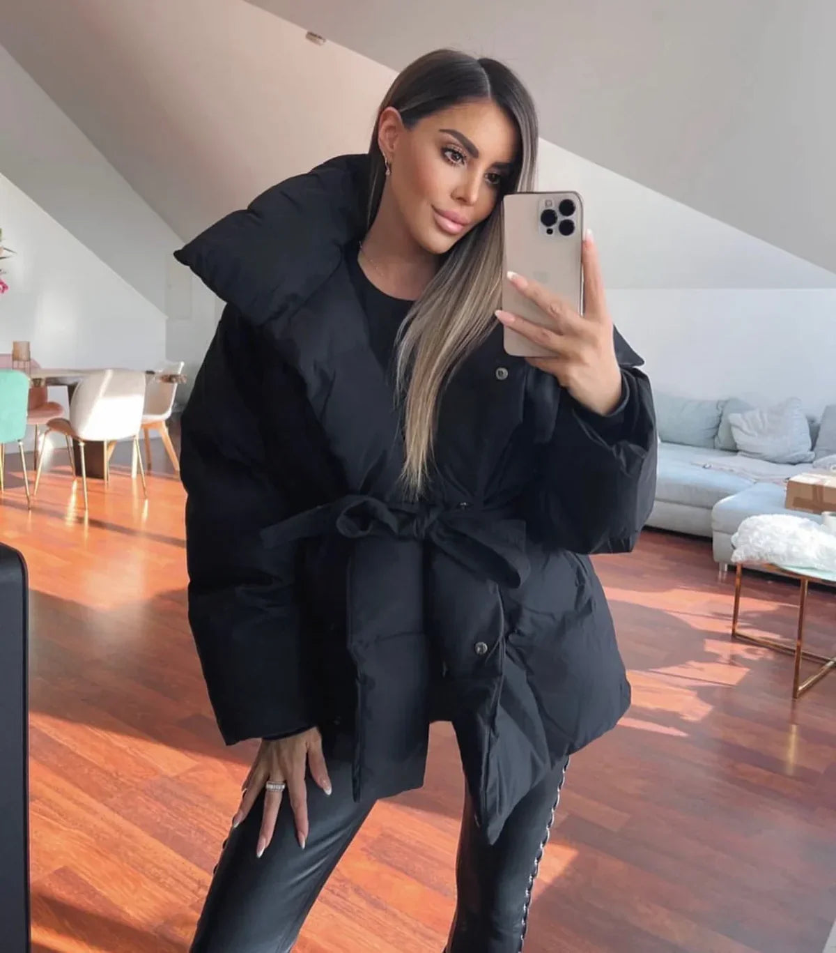 Isla – Belted Puffer Winter Coat for Women