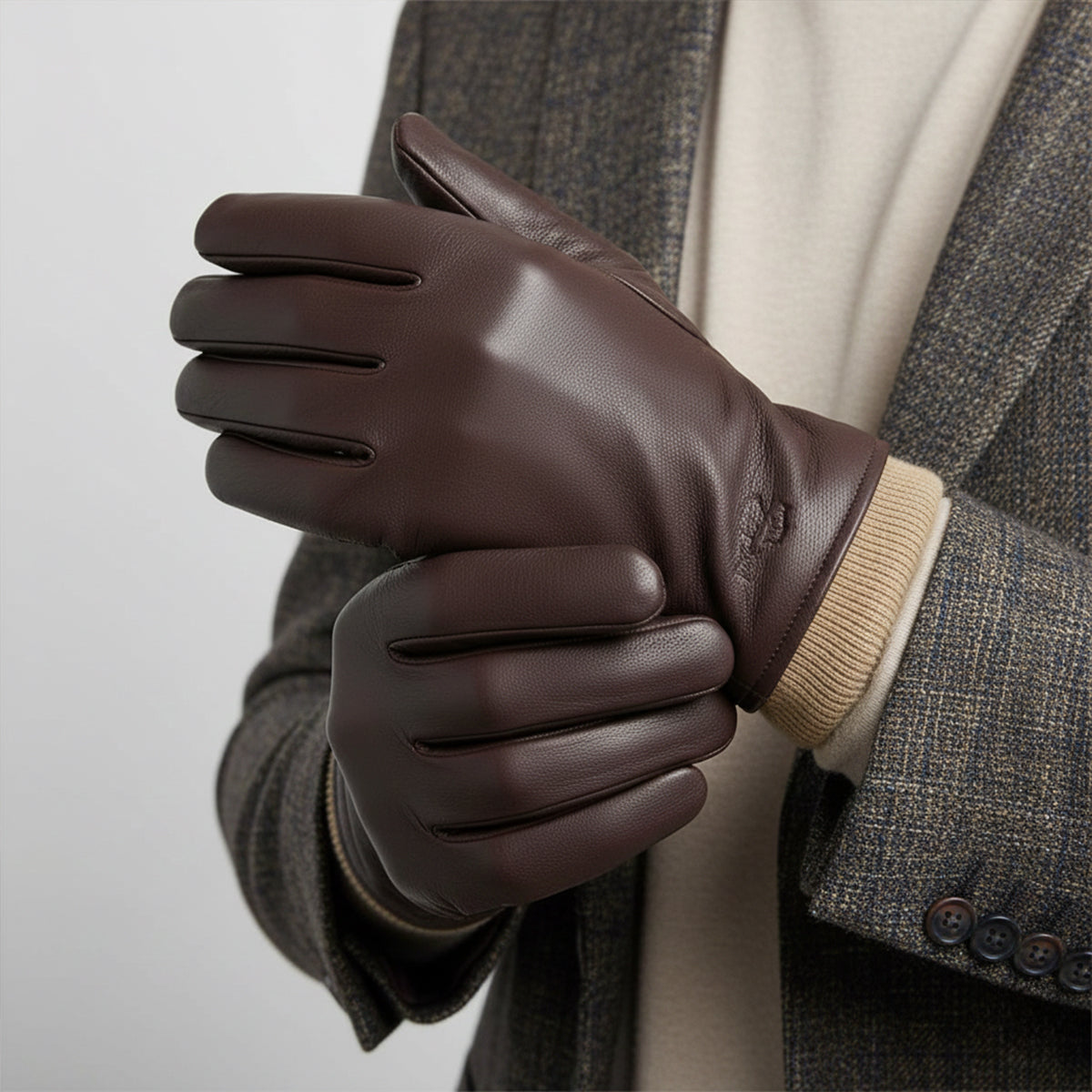Diego – Ribbed-Cuff Leather Men’s Winter Gloves