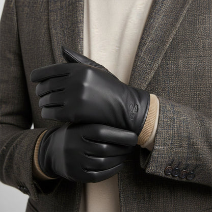 Diego – Ribbed-Cuff Leather Men’s Winter Gloves