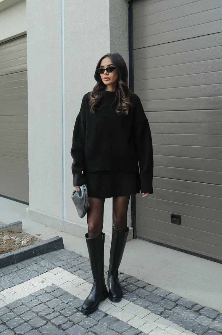 Julia – Dzianinowy komplet damski sweter spódnica