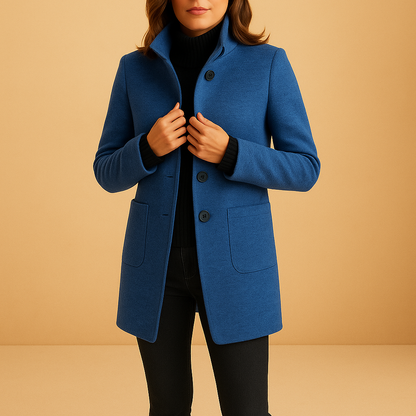 Soft winter coat for women with relaxed fit, warm fabric, and elegant details. Perfect for errands, winter walks, and cold-weather layering.