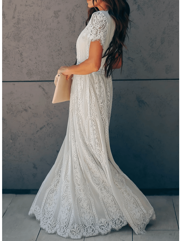 Valeria – Koronkowa sukienka maxi z dekoltem w serek