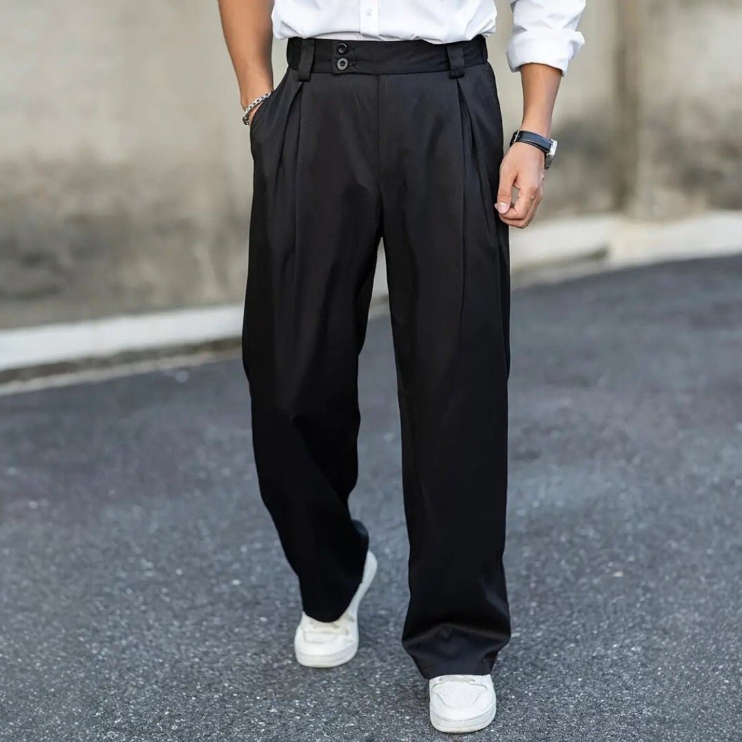 Elias – Wide-Leg Pleated Trousers for Men