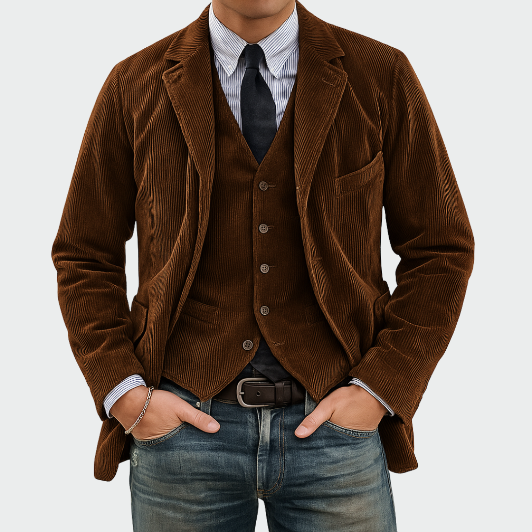 James – Tailored Corduroy Three-Piece Jacket Set for Men