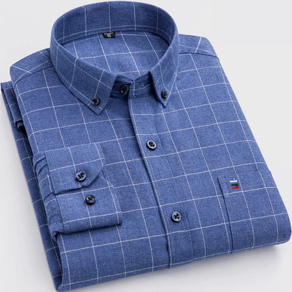 James – Checked Button-Up Flannel Shirt for Men