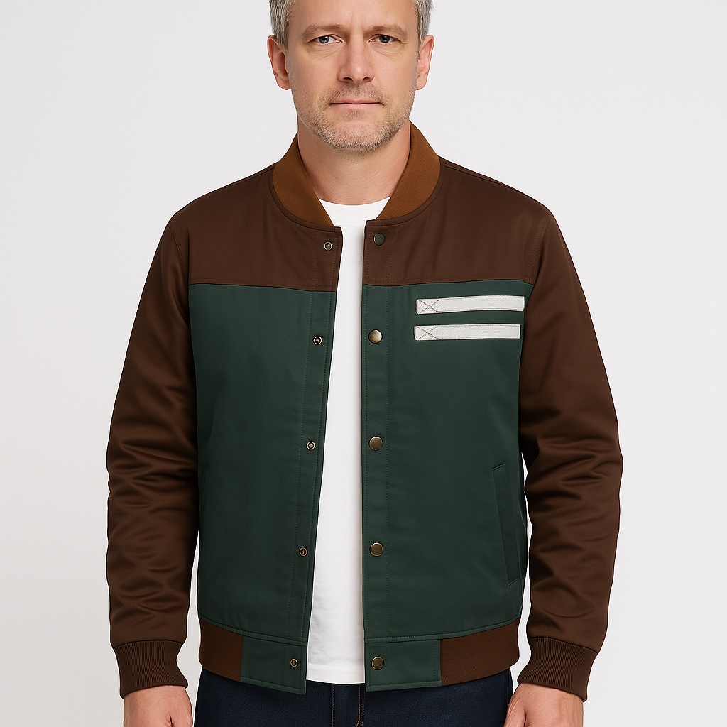 Leon - Męska kurtka bomber dwukolorowa z detalami