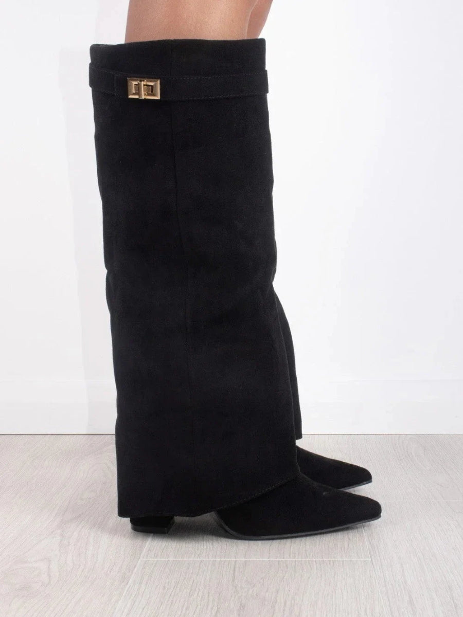 Charlotte – Elegant Knee-High Block Heel Boots Womens