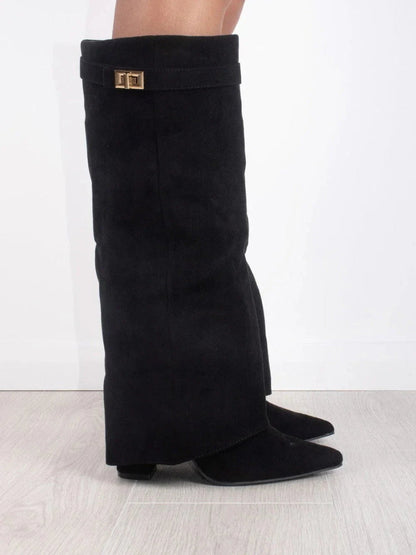 Charlotte – Elegant Knee-High Block Heel Boots Womens